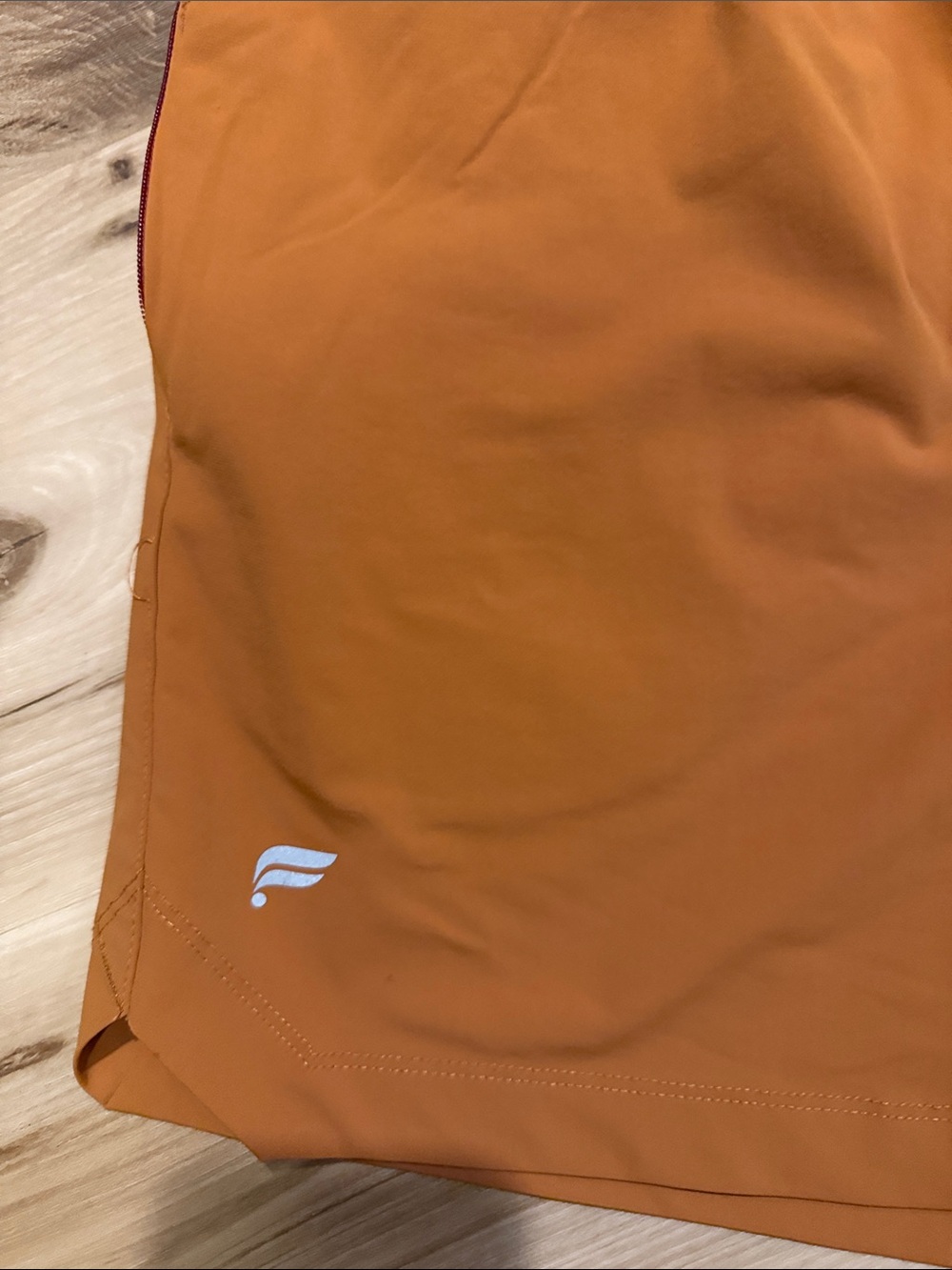5 inch Fabletics Men's Orange Athletic Shorts with Red Drawstring - Picture 3 of 5